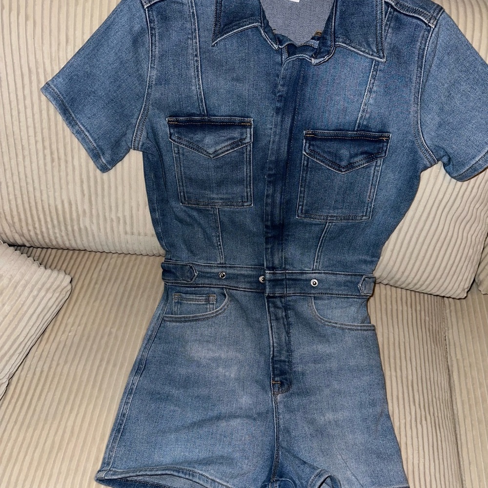 Good American Blue Denim Jumpsuit